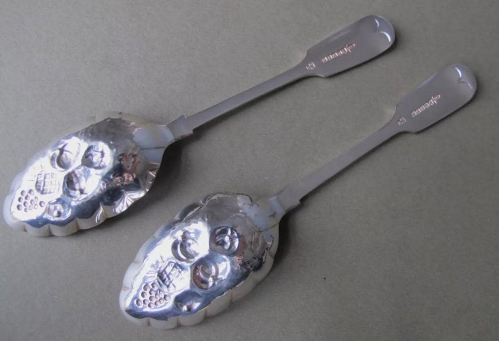Vintage Walker & Hall Silver Plated Fruit Spoons | Embossed Berry Spoons in Original Case