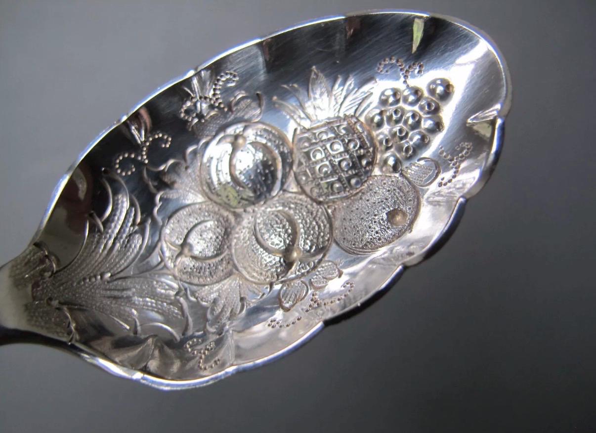 Vintage Walker & Hall Silver Plated Fruit Spoons | Embossed Berry Spoons in Original Case