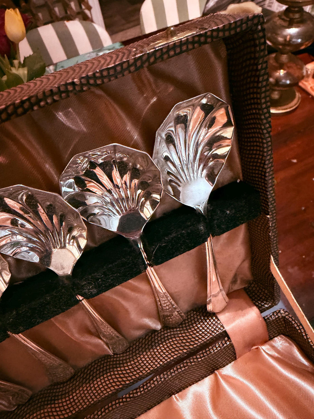 Vintage EPNS Silver Plated Shell Spoons Set | Original Case