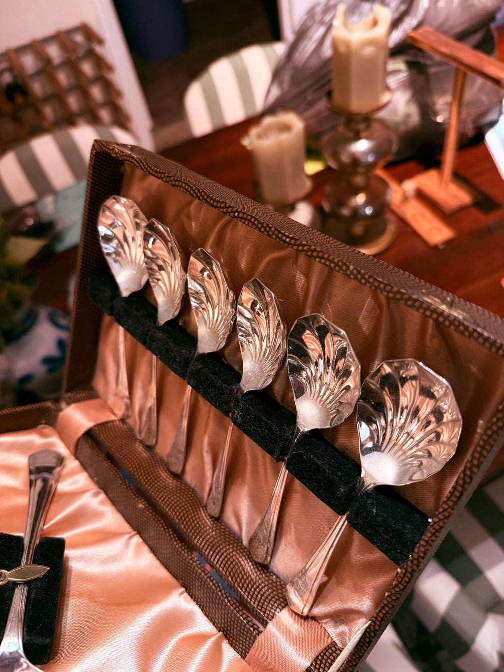 Vintage EPNS Silver Plated Shell Spoons Set | Original Case