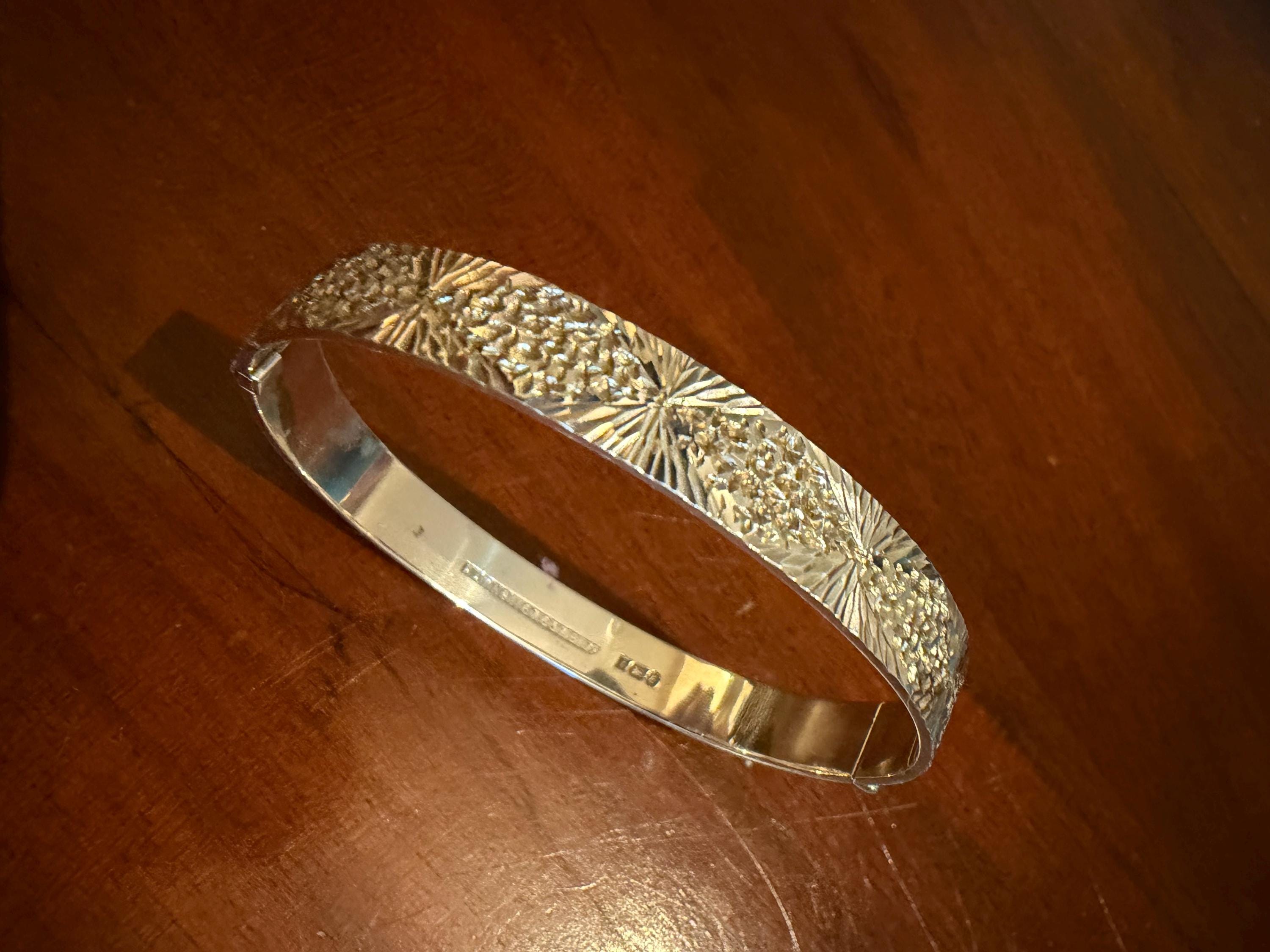 Vintage Engraved Sterling Silver Bangle - Hallmarked Heirloom Cuff, Gift Boxed
