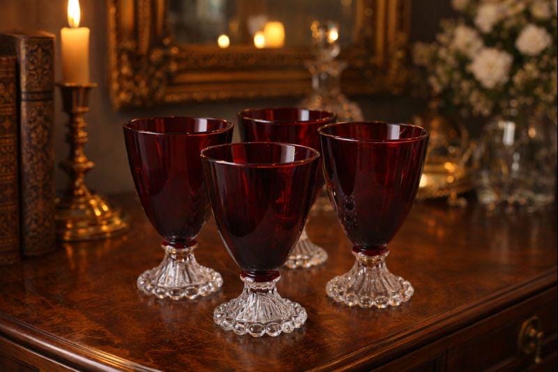 Vintage Anchor Hocking Ruby Red Goblets  Berwick Boopie Set of 4