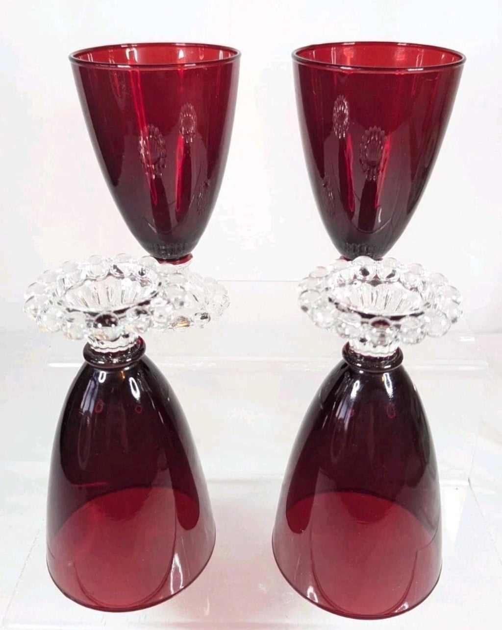 Vintage Anchor Hocking Ruby Red Goblets  Berwick Boopie Set of 4