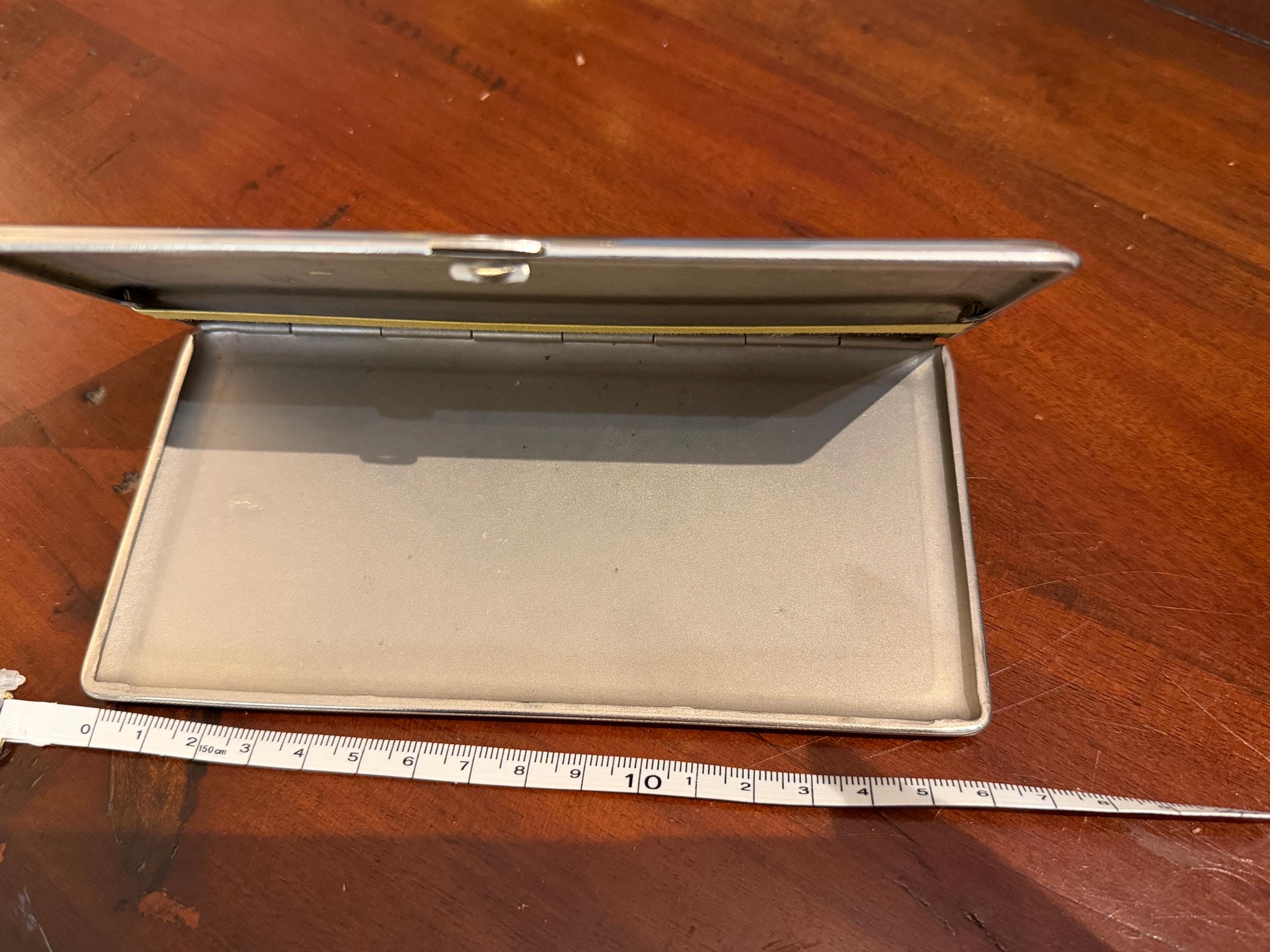Vintage White Metal Cigarette Case | Mid Century Gentlemans Accessory | Classic Tobacco Case | Heritage Gift