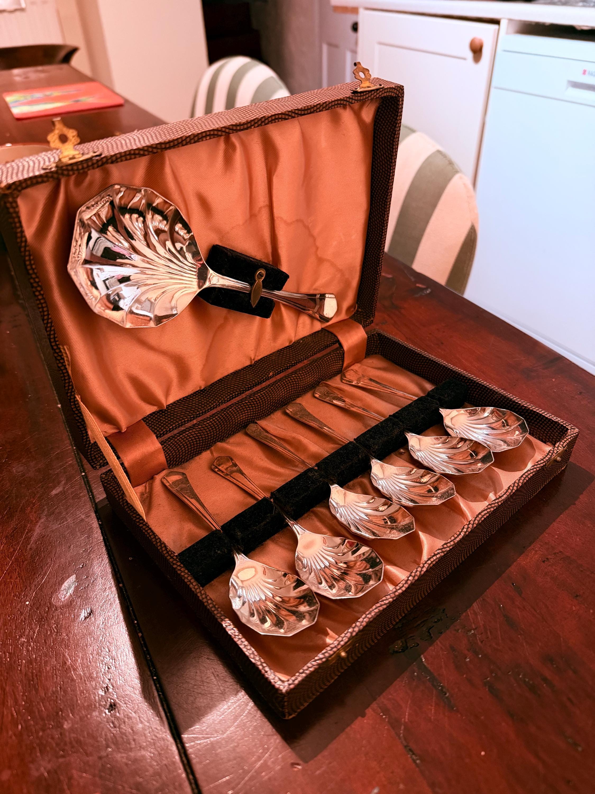 Vintage EPNS Silver Plated Shell Spoons Set | Original Case