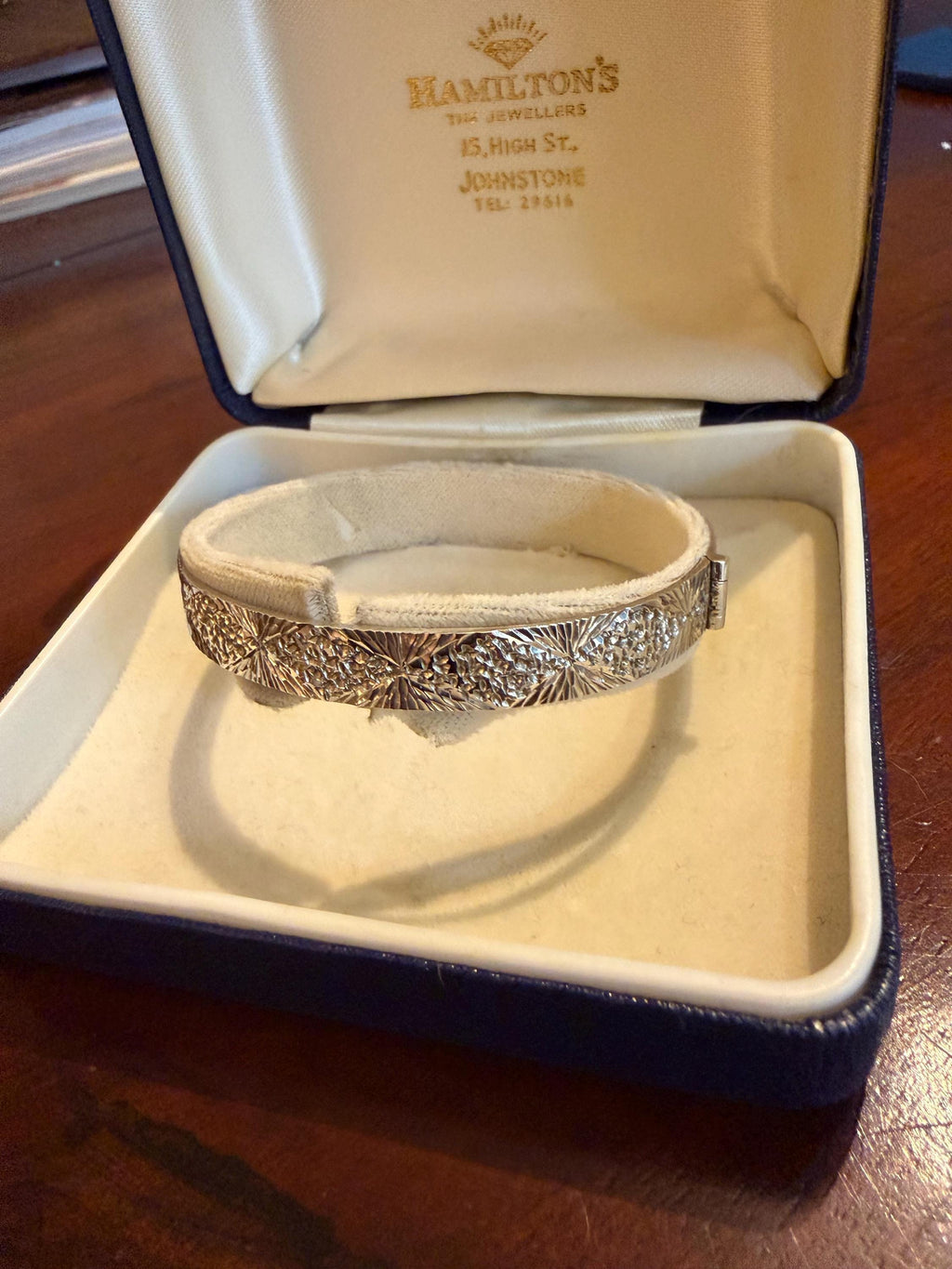 Vintage Engraved Sterling Silver Bangle - Hallmarked Heirloom Cuff, Gift Boxed