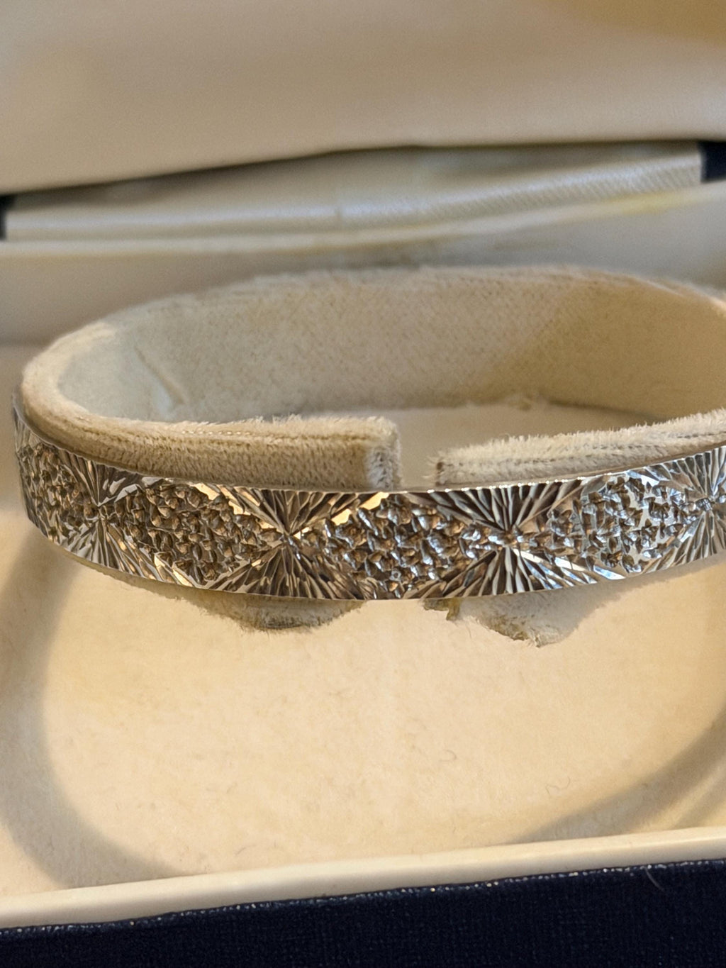 Vintage Engraved Sterling Silver Bangle - Hallmarked Heirloom Cuff, Gift Boxed