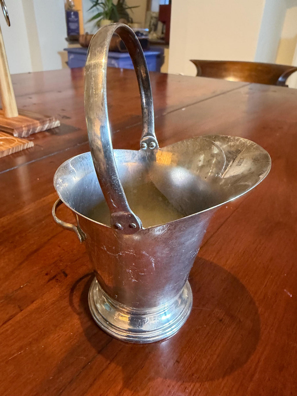 Vintage Silver Plate Sugar Scuttle  Miniature Fireside Coal Bucket, English Tableware