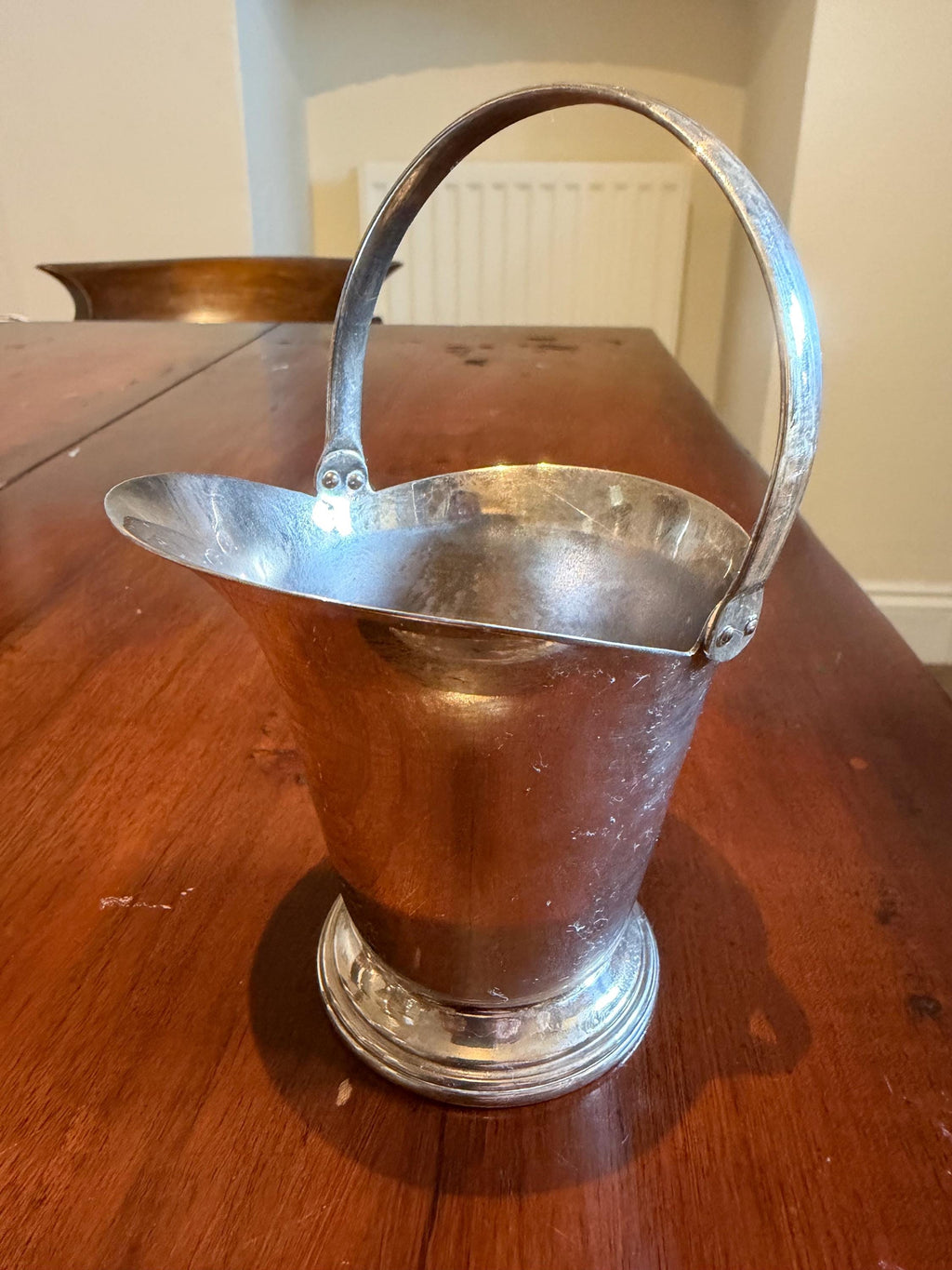 Vintage Silver Plate Sugar Scuttle  Miniature Fireside Coal Bucket, English Tableware