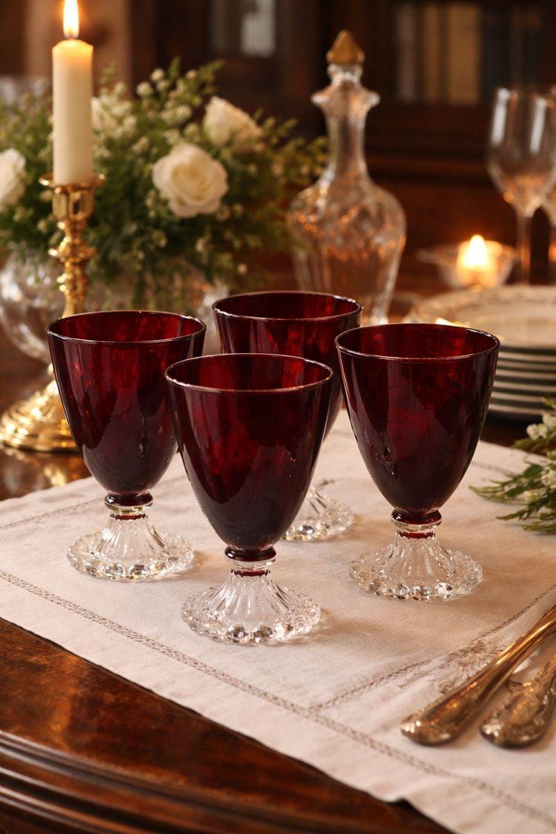 Vintage Anchor Hocking Ruby Red Goblets  Berwick Boopie Set of 4