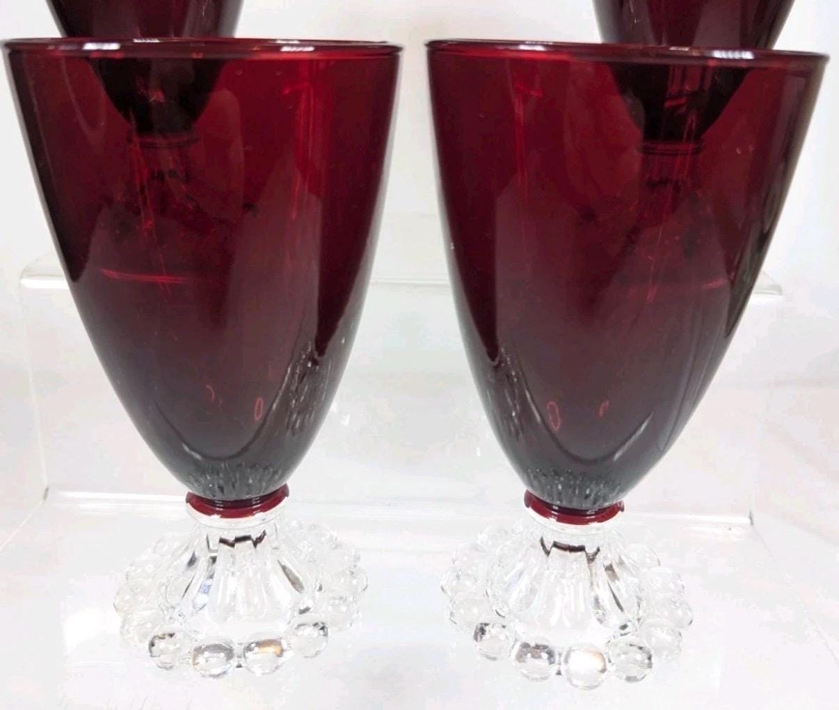 Vintage Anchor Hocking Ruby Red Goblets  Berwick Boopie Set of 4