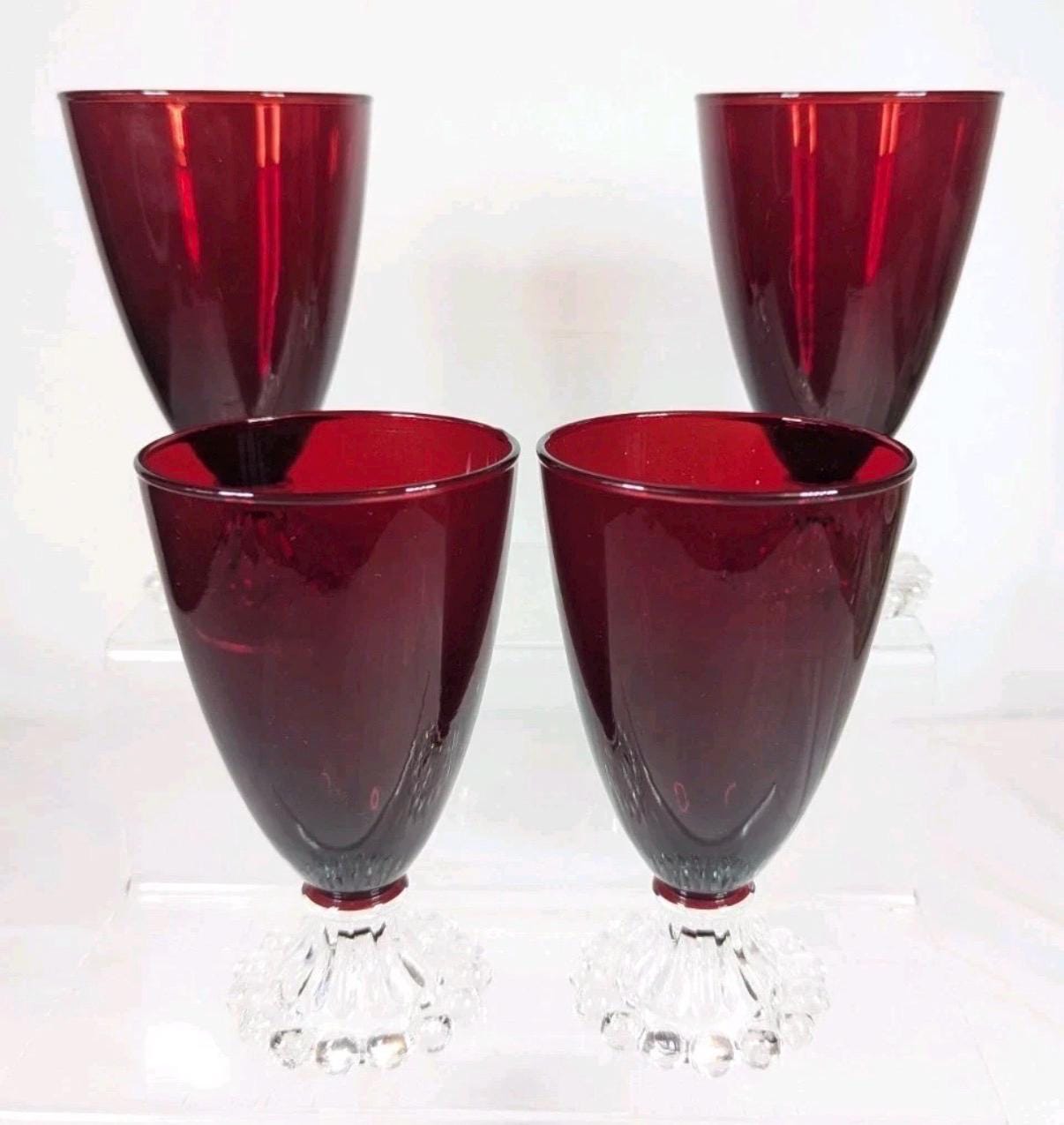 Vintage Anchor Hocking Ruby Red Goblets  Berwick Boopie Set of 4