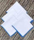 Vintage French Linen Napkins (Set of 5)  White with Blue Embroidery
