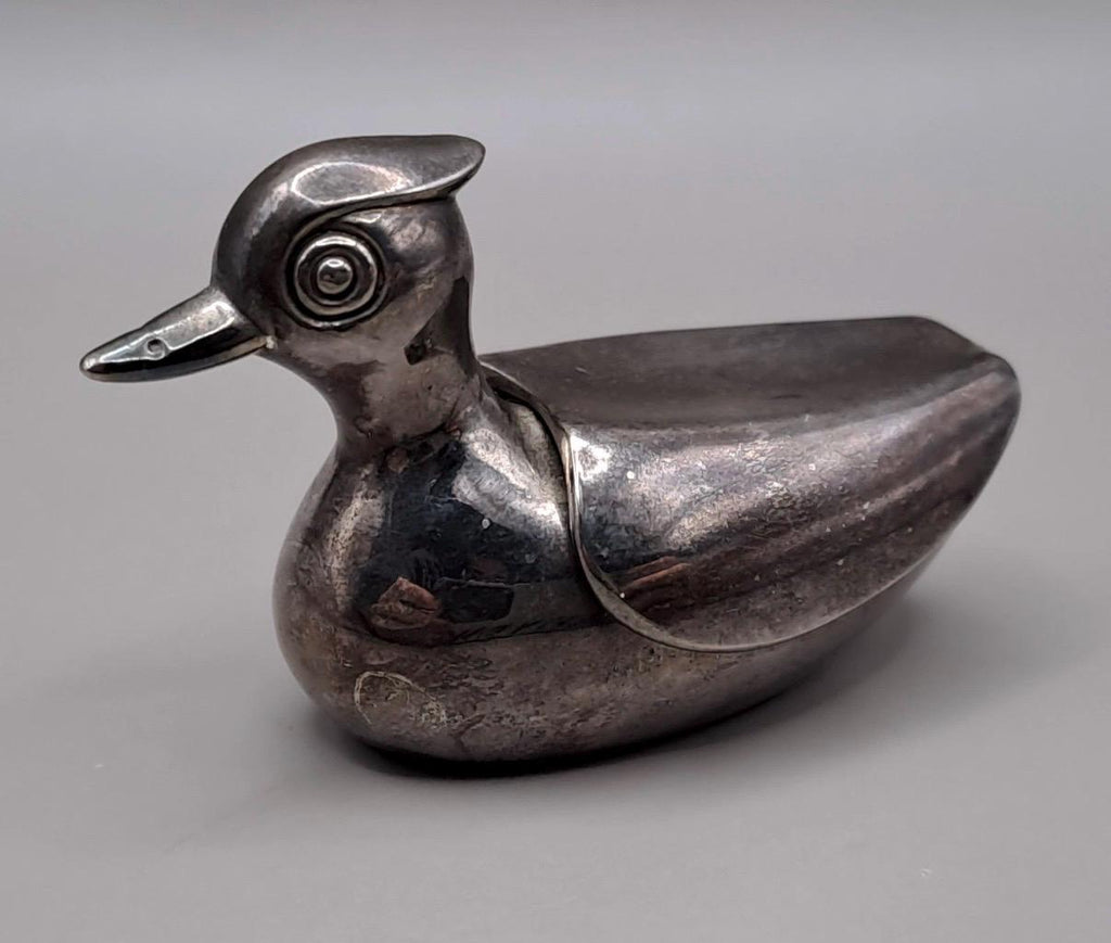Vintage Silver Plated Duck Salt Cellar | Novelty Figural Tableware Dish