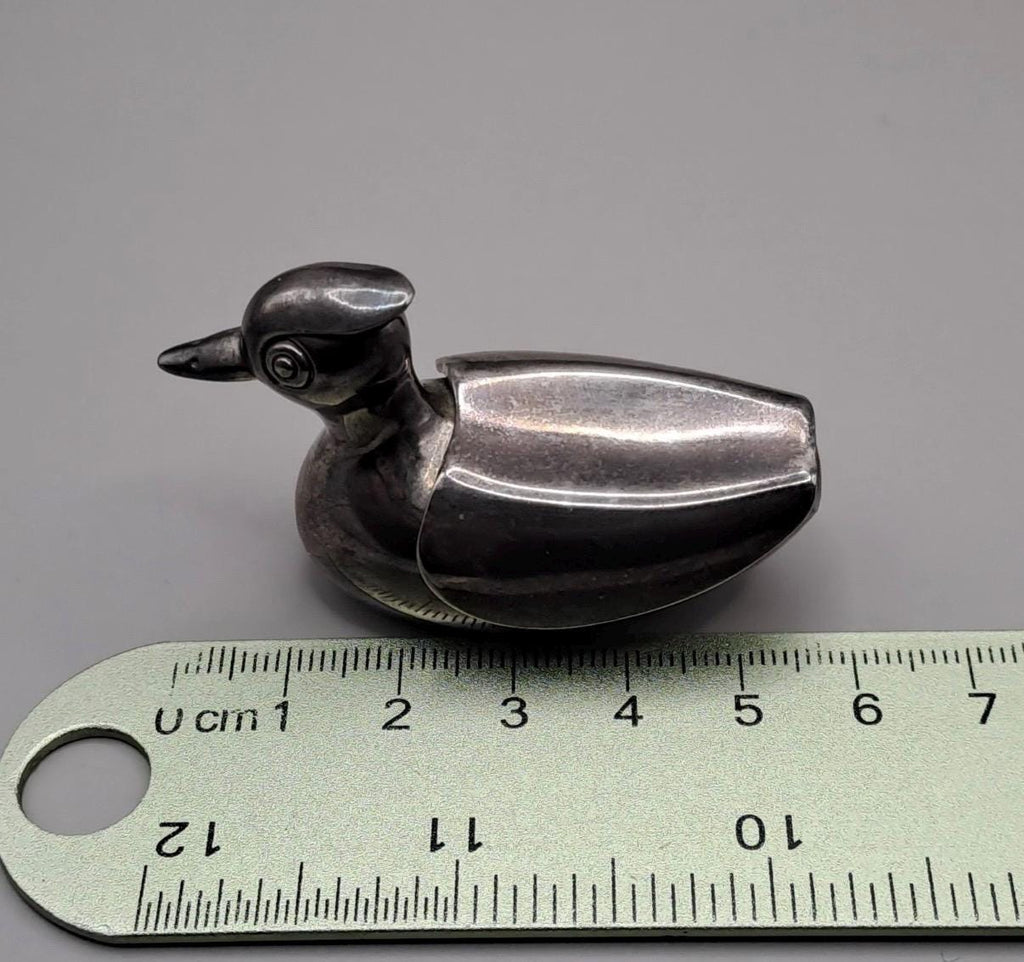 Vintage Silver Plated Duck Salt Cellar | Novelty Figural Tableware Dish