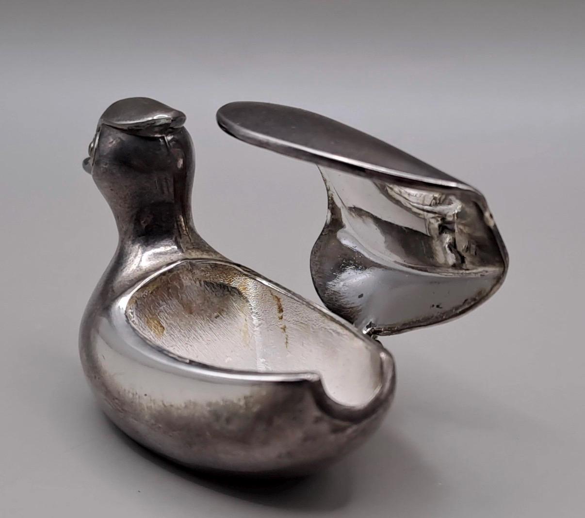 Vintage Silver Plated Duck Salt Cellar | Novelty Figural Tableware Dish