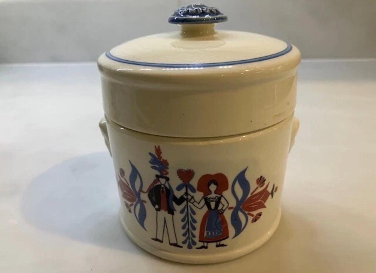 Vintage Sarreguemines Ribeauvillé Foie Gras Pot | Alsatian Folk Art Earthenware Jar