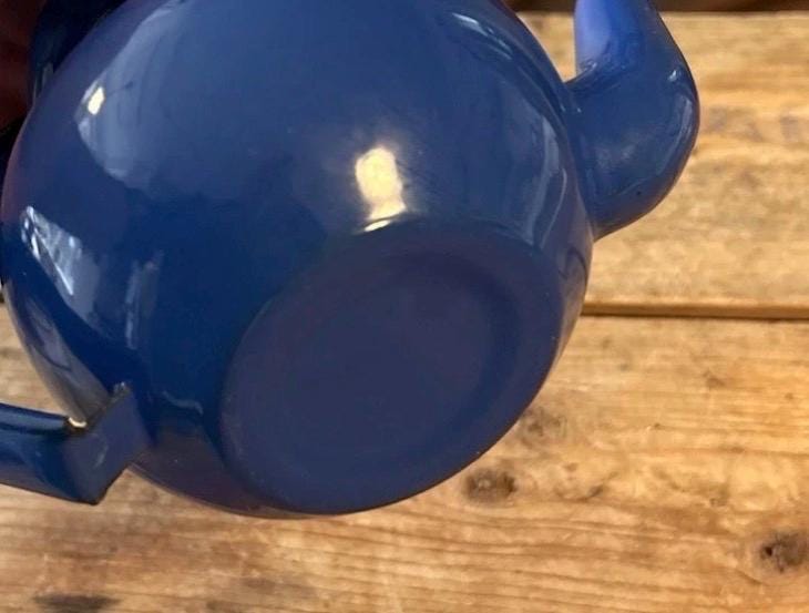 Vintage Blue Enamel Teapot | Small Rustic Kitchenalia, Farmhouse Decor