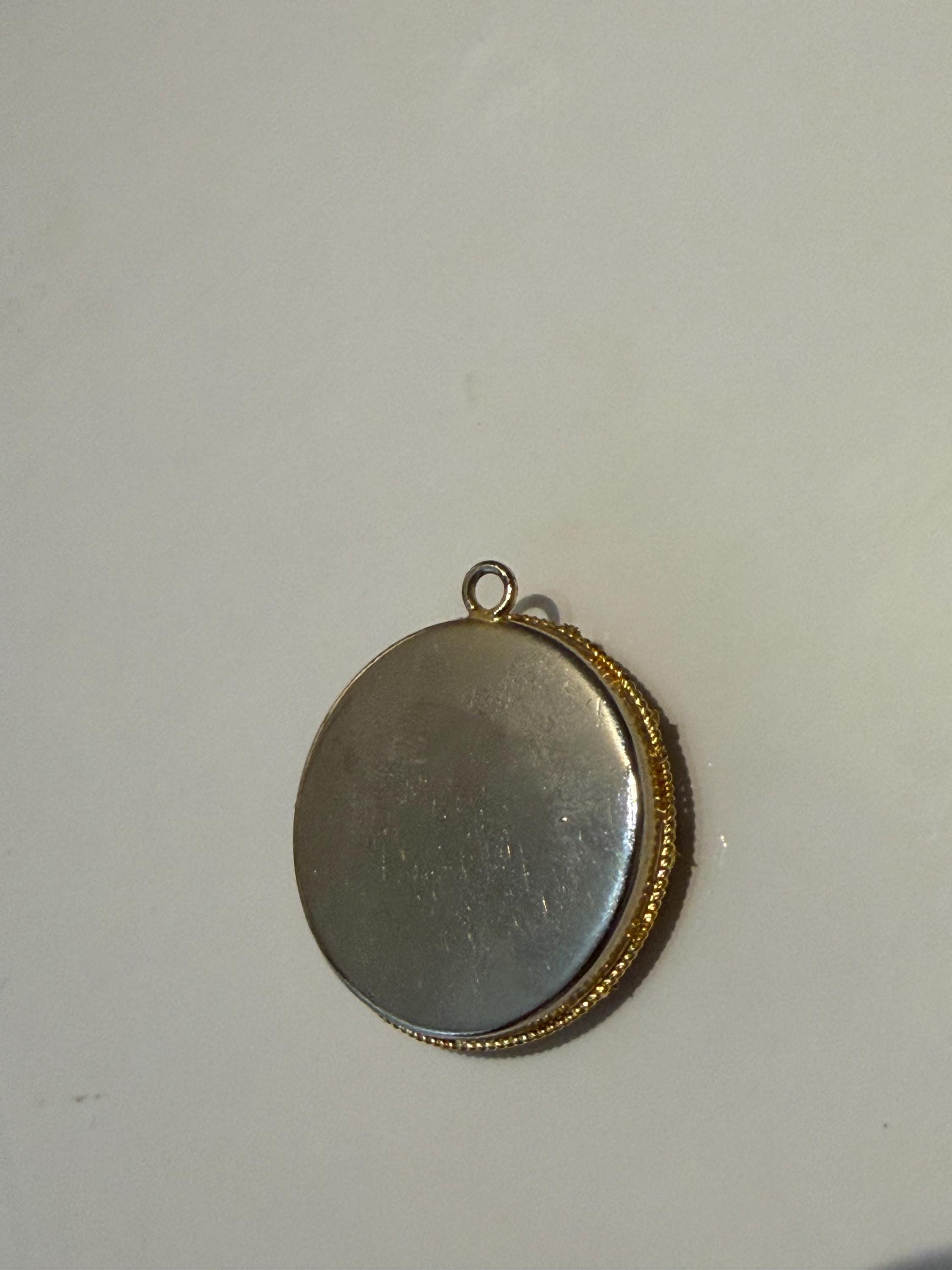 Vintage Micro Mosaic Pendant  Italian Floral Tesserae, Gilt Frame