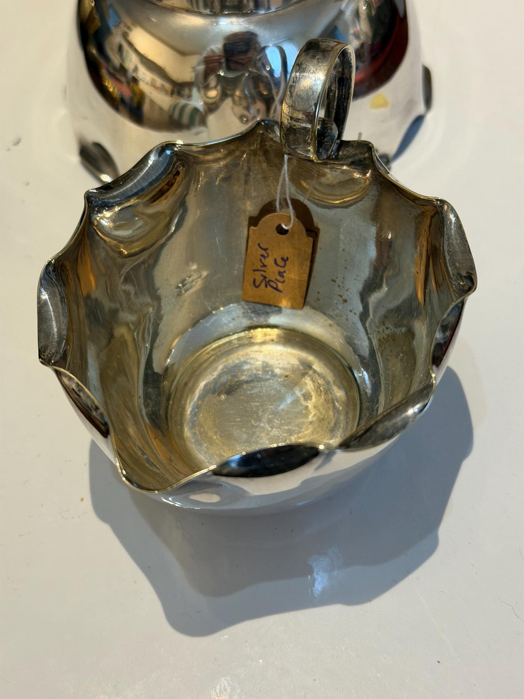Vintage Silver Plated Sugar Bowl & Cream Jug Set  Scalloped English Tableware