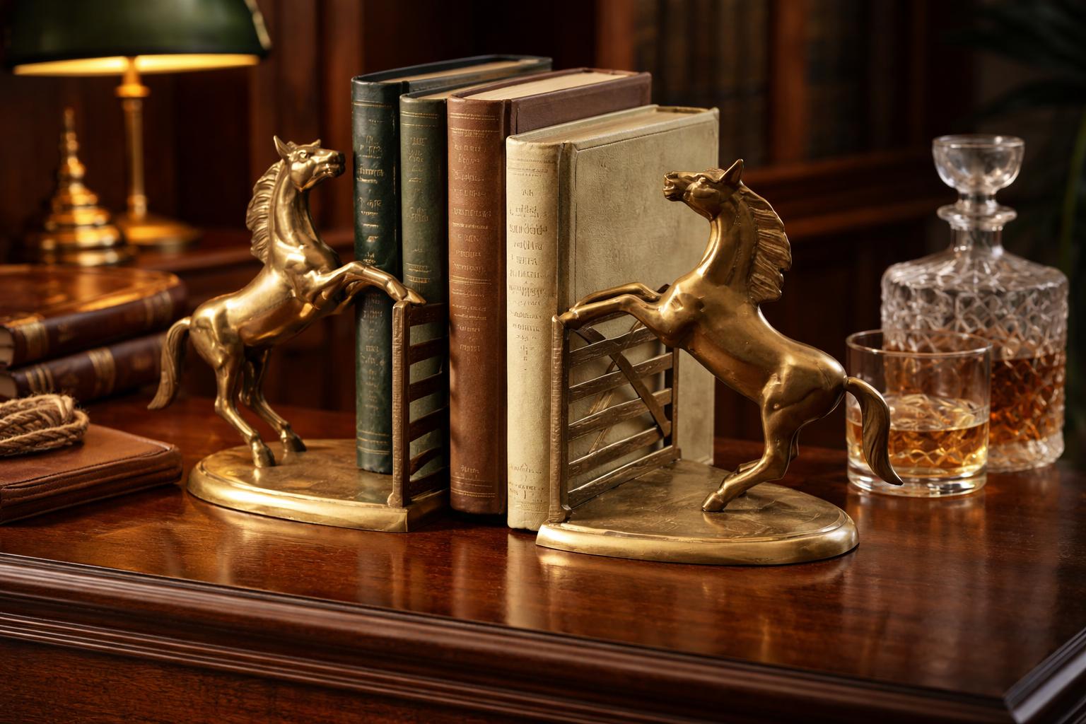 Vintage Brass Horse Bookends  Equestrian Stallion Gate Decor  Ralph Lauren Style Home