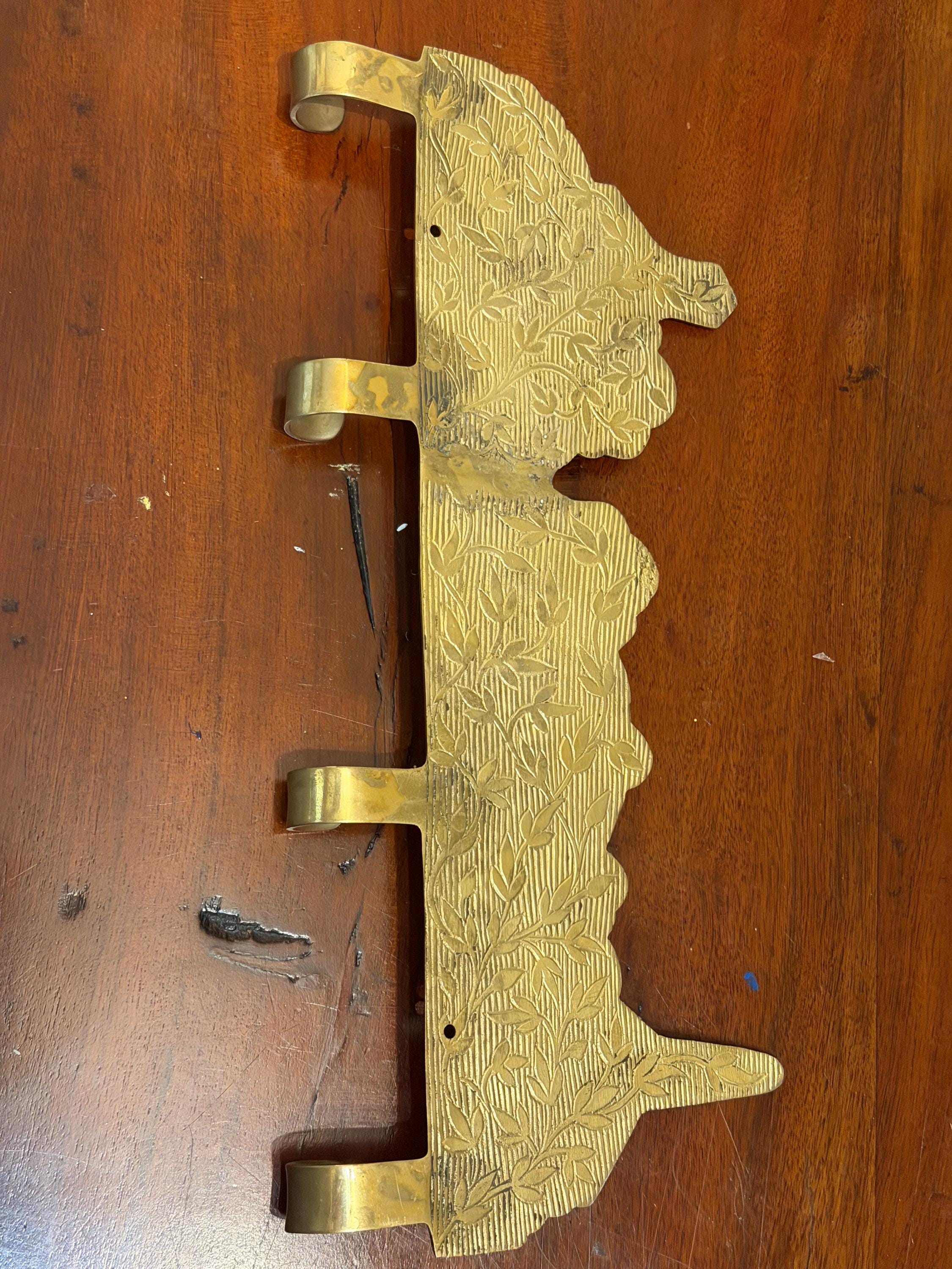 Vintage coat key hook brass enamel