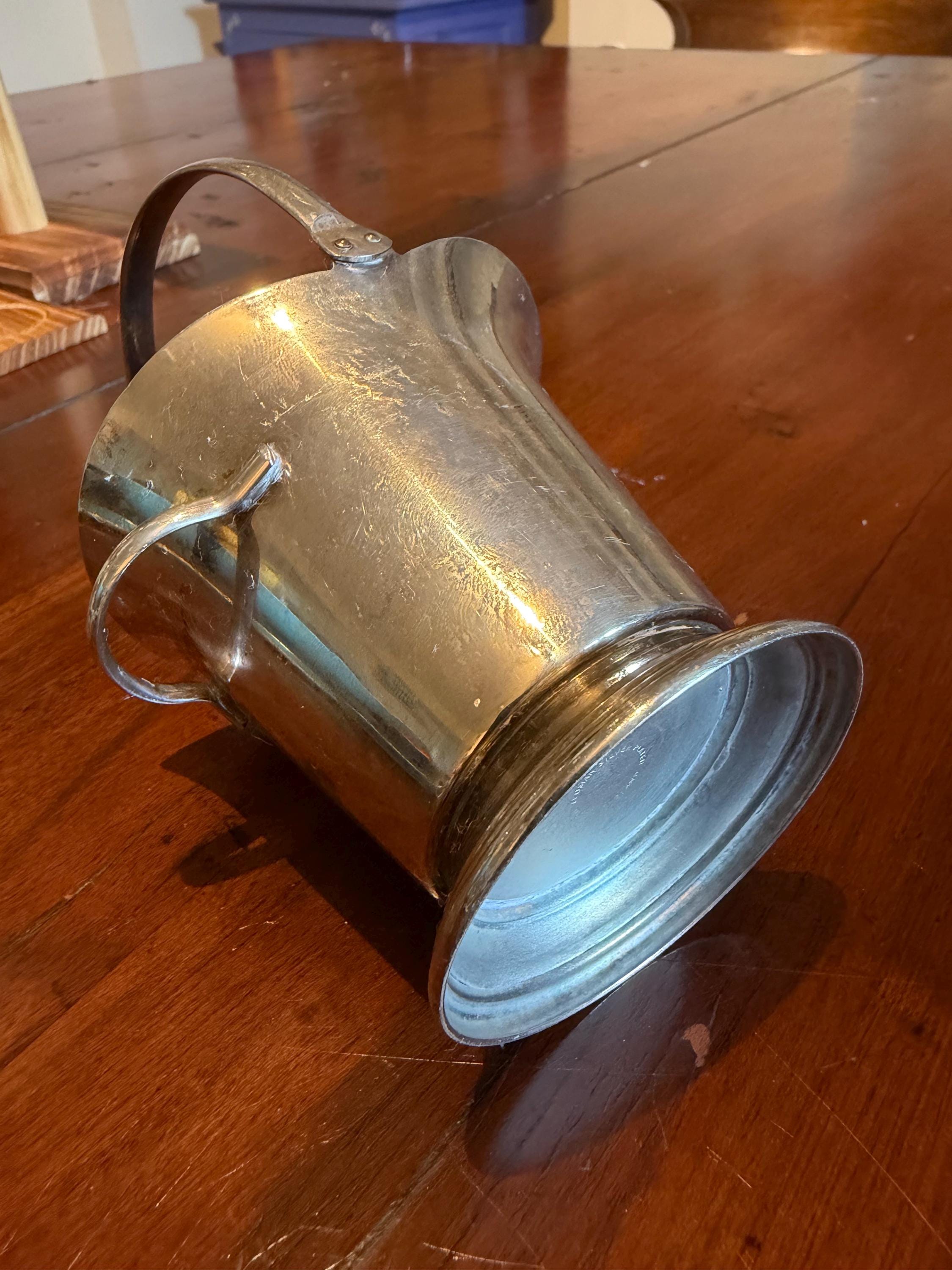 Vintage Silver Plate Sugar Scuttle  Miniature Fireside Coal Bucket, English Tableware