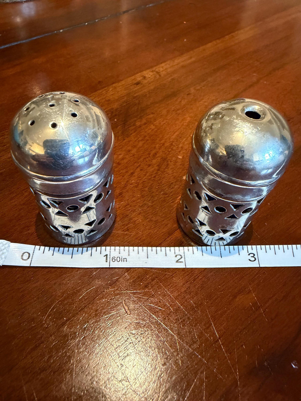 Vintage Silver Plated Salt & Pepper Shakers  Apex England Cobalt Blue Geometric Design