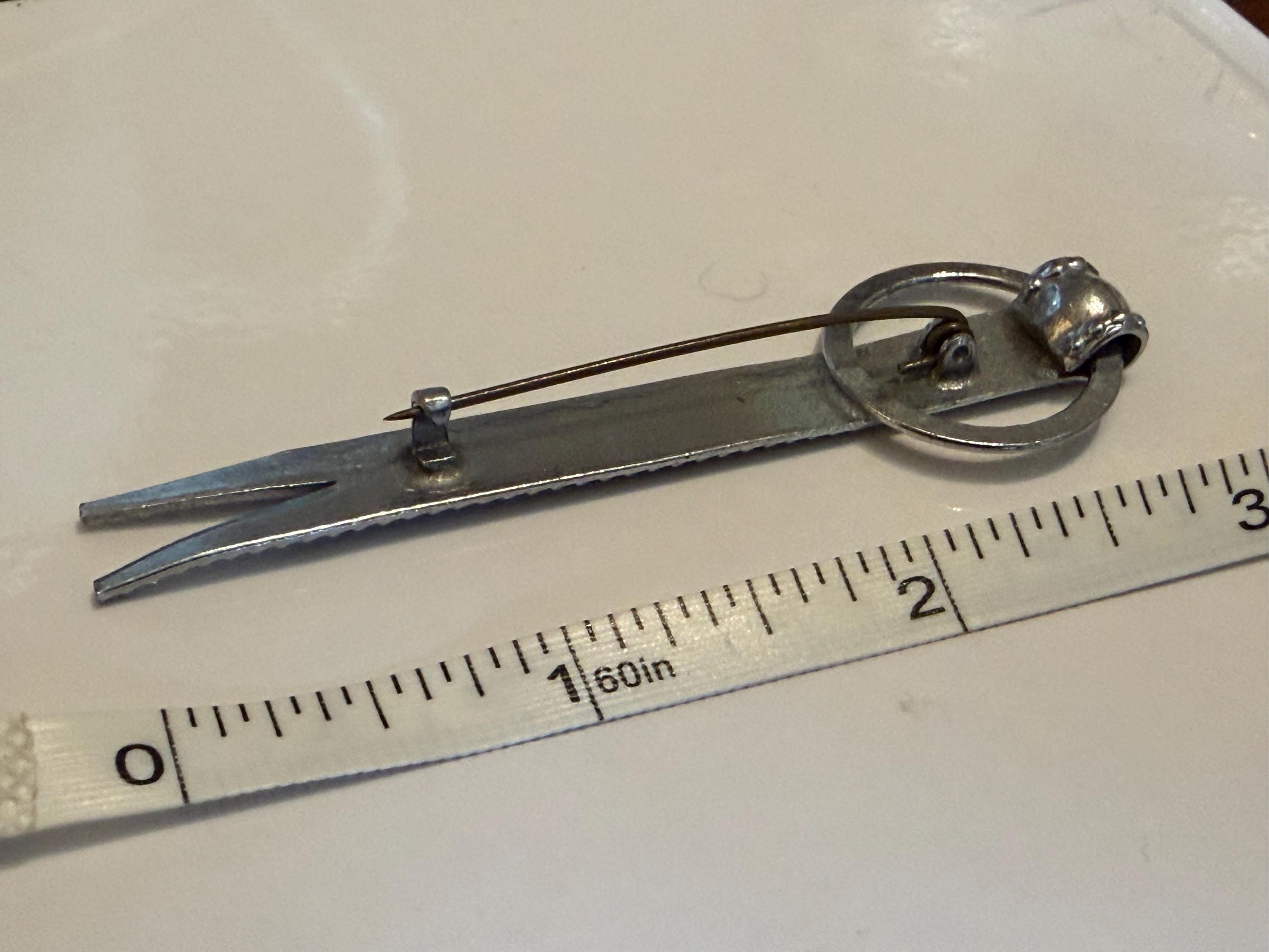 Vintage Silver Tone Bar Brooch  Beaded Edge, Open Ring Accent
