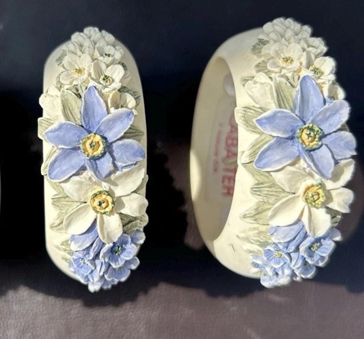 Vintage Alabaster Napkin Rings Set | Hand Carved Floral Tableware, Cottage Garden Decor
