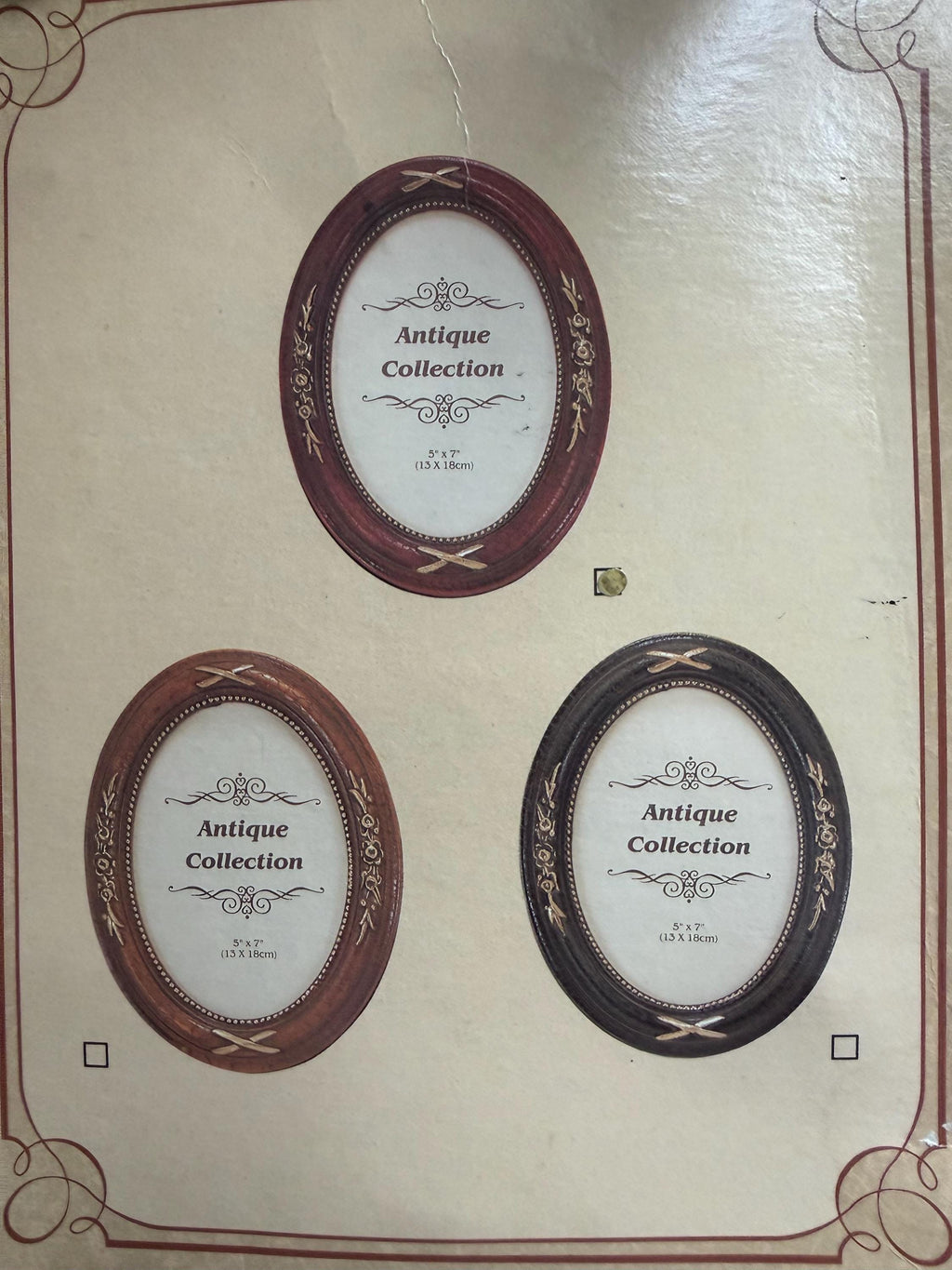 Vintage Photo Frames Set  Oval Antique Style, Wood-Effect Gold Detail (5x7, 8x10)