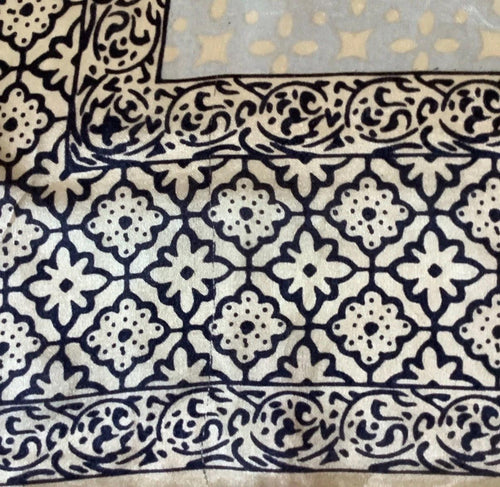 Vintage 100% Silk Scarf | Black White Geometric Border Neckerchief