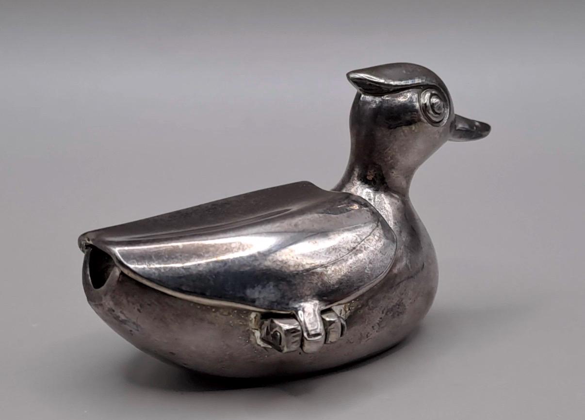 Vintage Silver Plated Duck Salt Cellar | Novelty Figural Tableware Dish