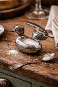 Vintage Silver Plated Duck Salt Cellar | Novelty Figural Tableware Dish