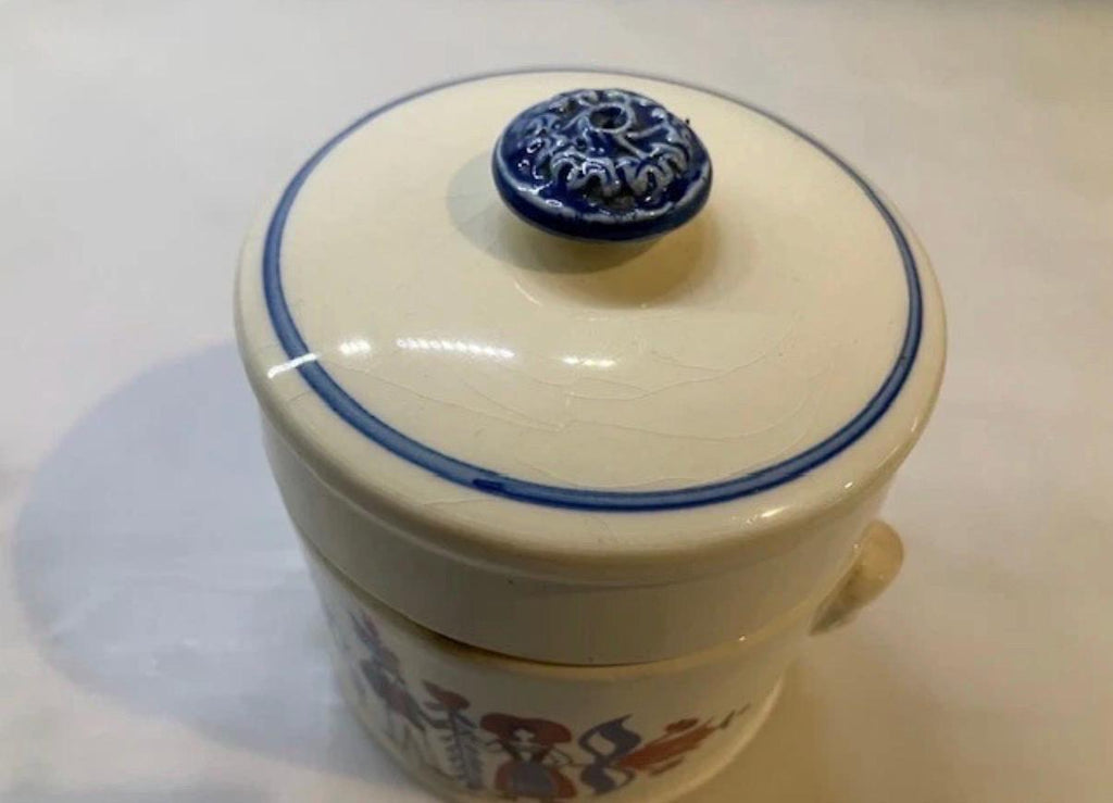 Vintage Sarreguemines Ribeauvillé Foie Gras Pot | Alsatian Folk Art Earthenware Jar