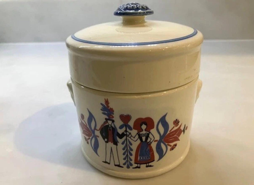 Vintage Sarreguemines Ribeauvillé Foie Gras Pot | Alsatian Folk Art Earthenware Jar