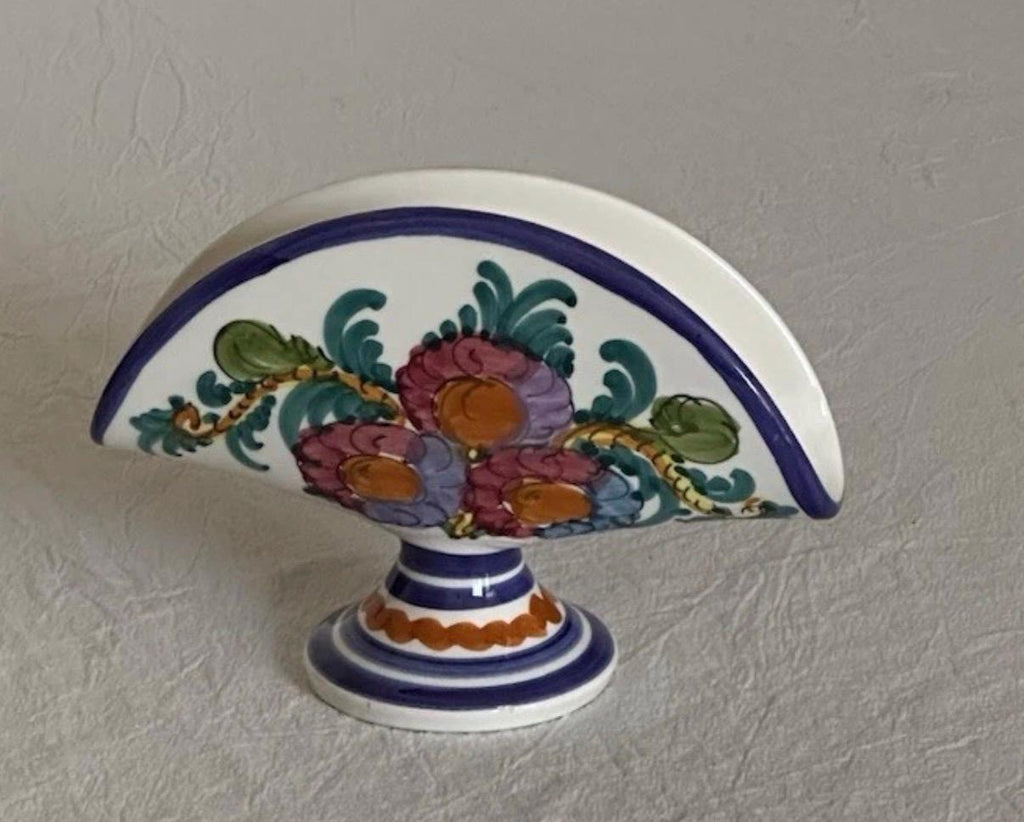 Hand Painted Ceramic Napkin Holder: Greek Pottery Floral Stand, Mediterranean Kitchen Decor