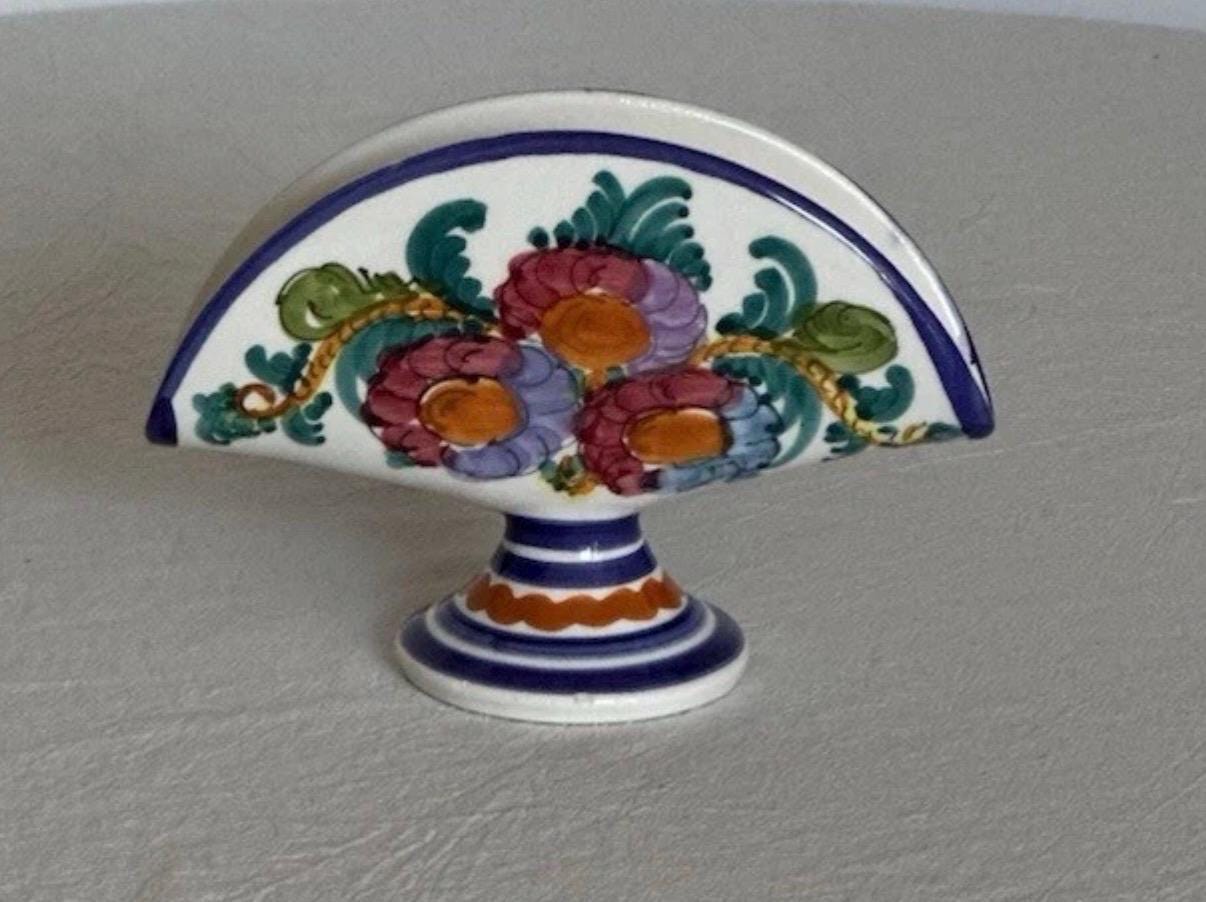 Hand Painted Ceramic Napkin Holder: Greek Pottery Floral Stand, Mediterranean Kitchen Decor