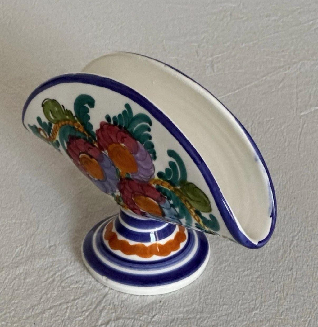Hand Painted Ceramic Napkin Holder: Greek Pottery Floral Stand, Mediterranean Kitchen Decor