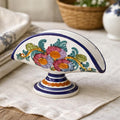Hand Painted Ceramic Napkin Holder: Greek Pottery Floral Stand, Mediterranean Kitchen Decor