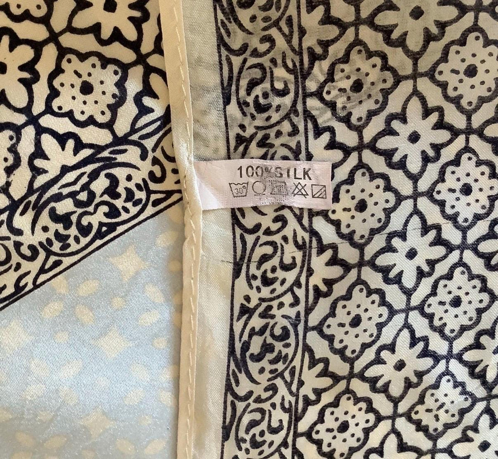 Vintage 100% Silk Scarf | Black White Geometric Border Neckerchief
