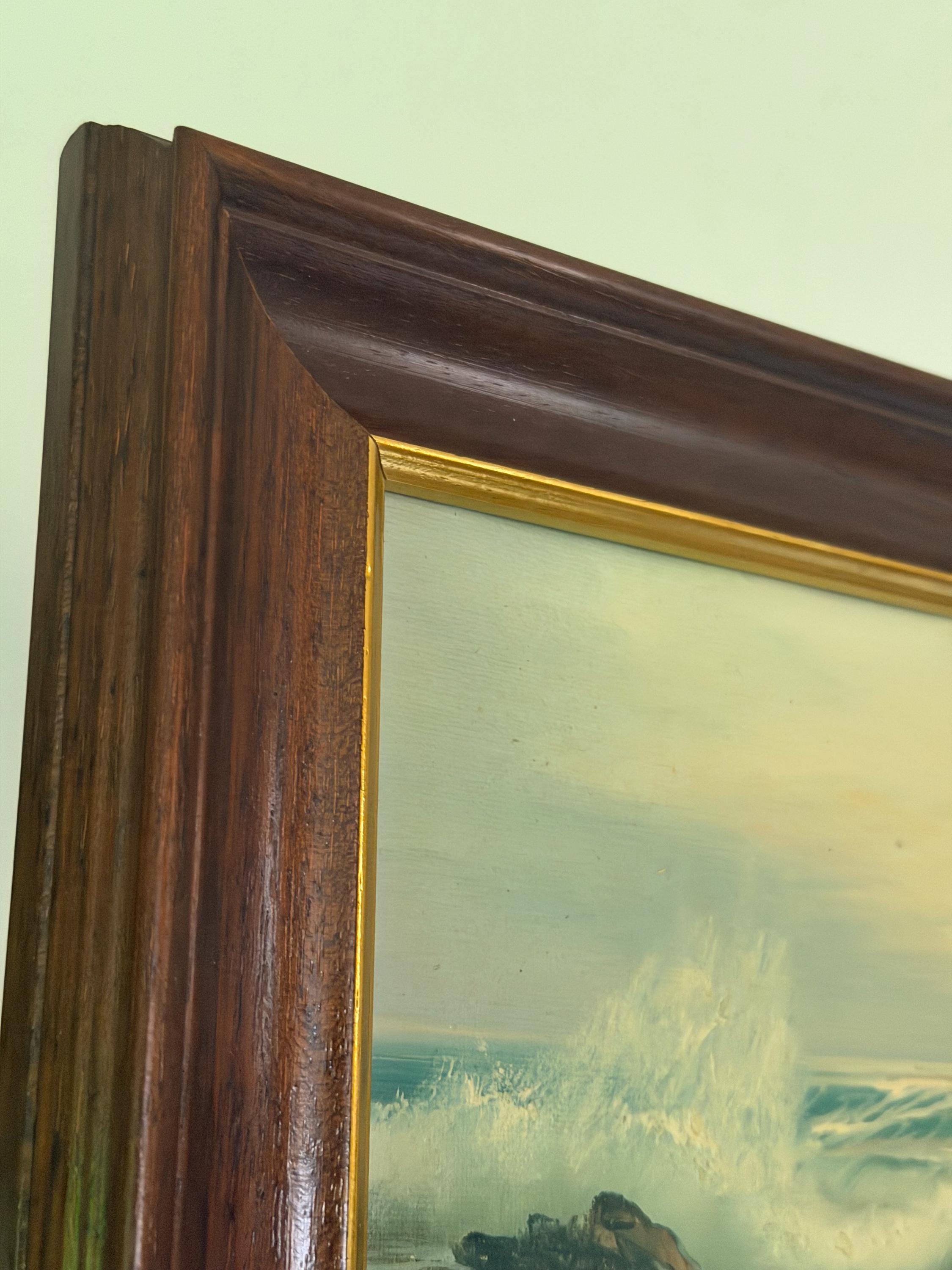 Vintage Seascape Oil Painting | Framed Coastal Wave Artwork, Traditional Marine Art