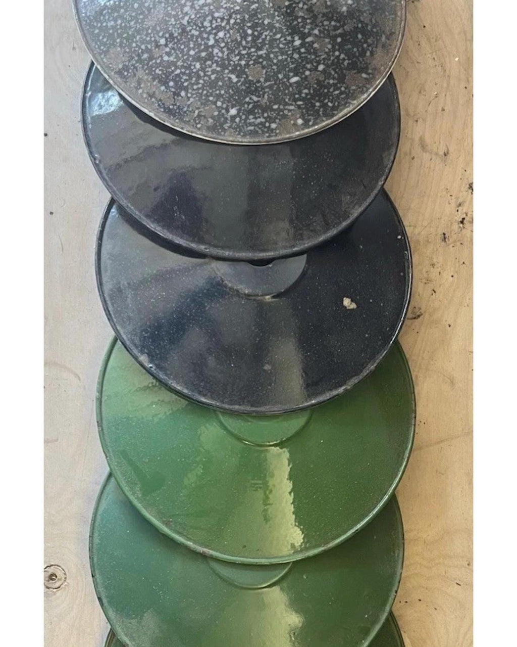 Vintage Industrial Enamel Lampshade | French Factory Pendant Light | Green Black Speckled Enamel Shade | Rustic Farmhouse Kitchen Lighting