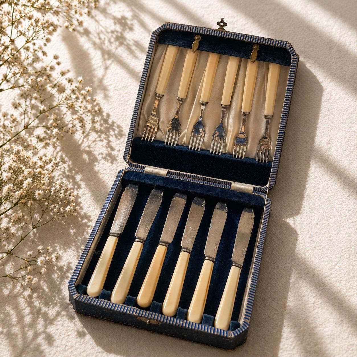 Vintage Fish Knife & Fork Set | Silver Plated Serving Set | Original Presentation Box | Classic Tableware | Antique Dining