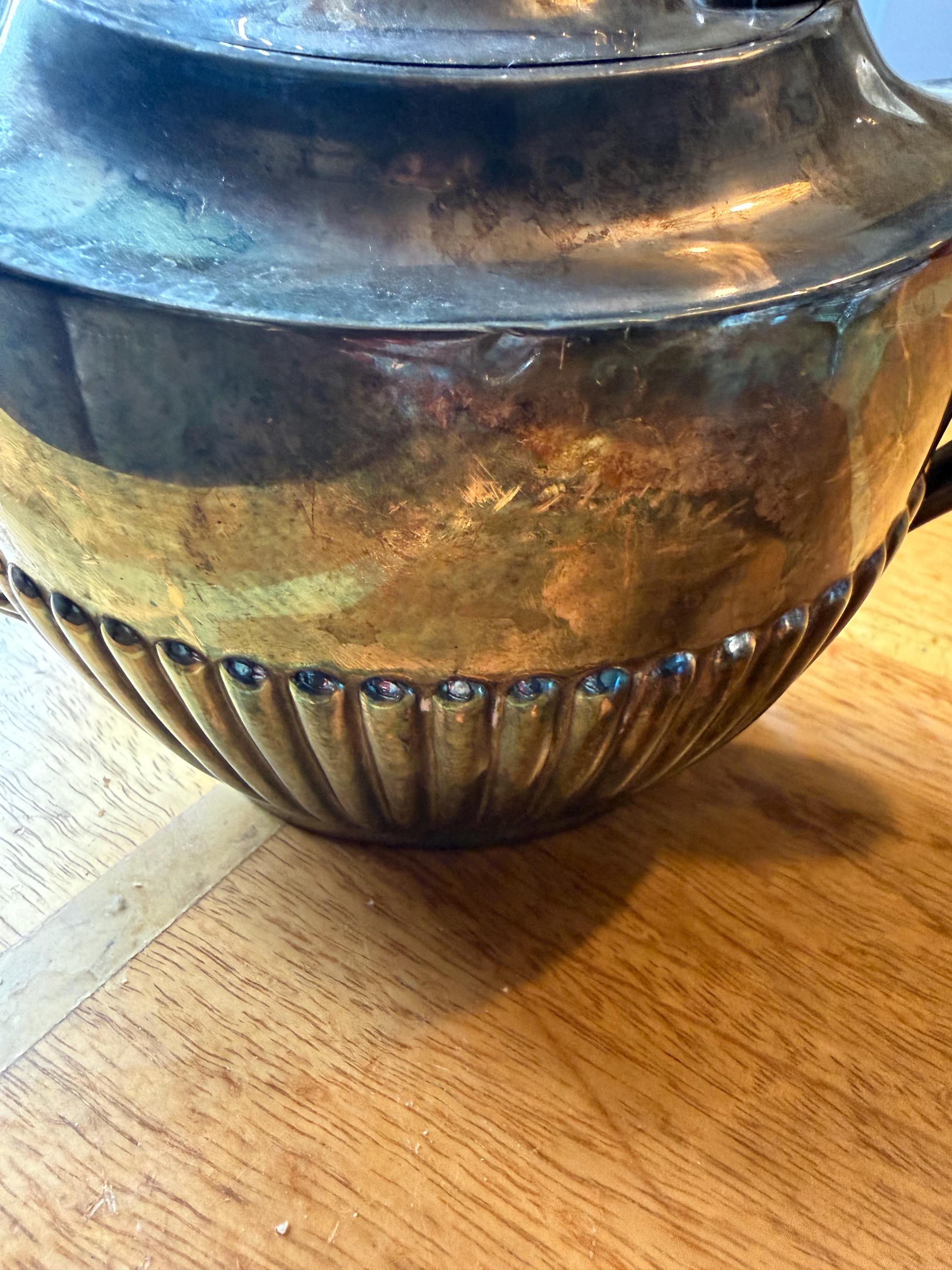 Vintage Silver Plated Teapot | Classic Fluted Design | Decorative Serving Piece | Traditional English Tableware