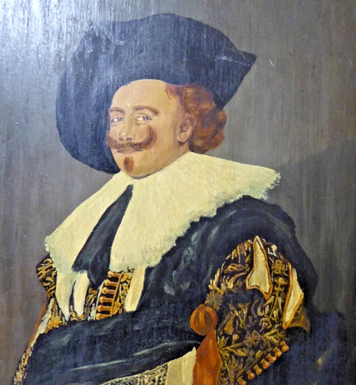 Vintage Oil Painting After The Laughing Cavalier by Frans Hals | Framed Vintage Portrait Painting | Traditional Country House Wall Art