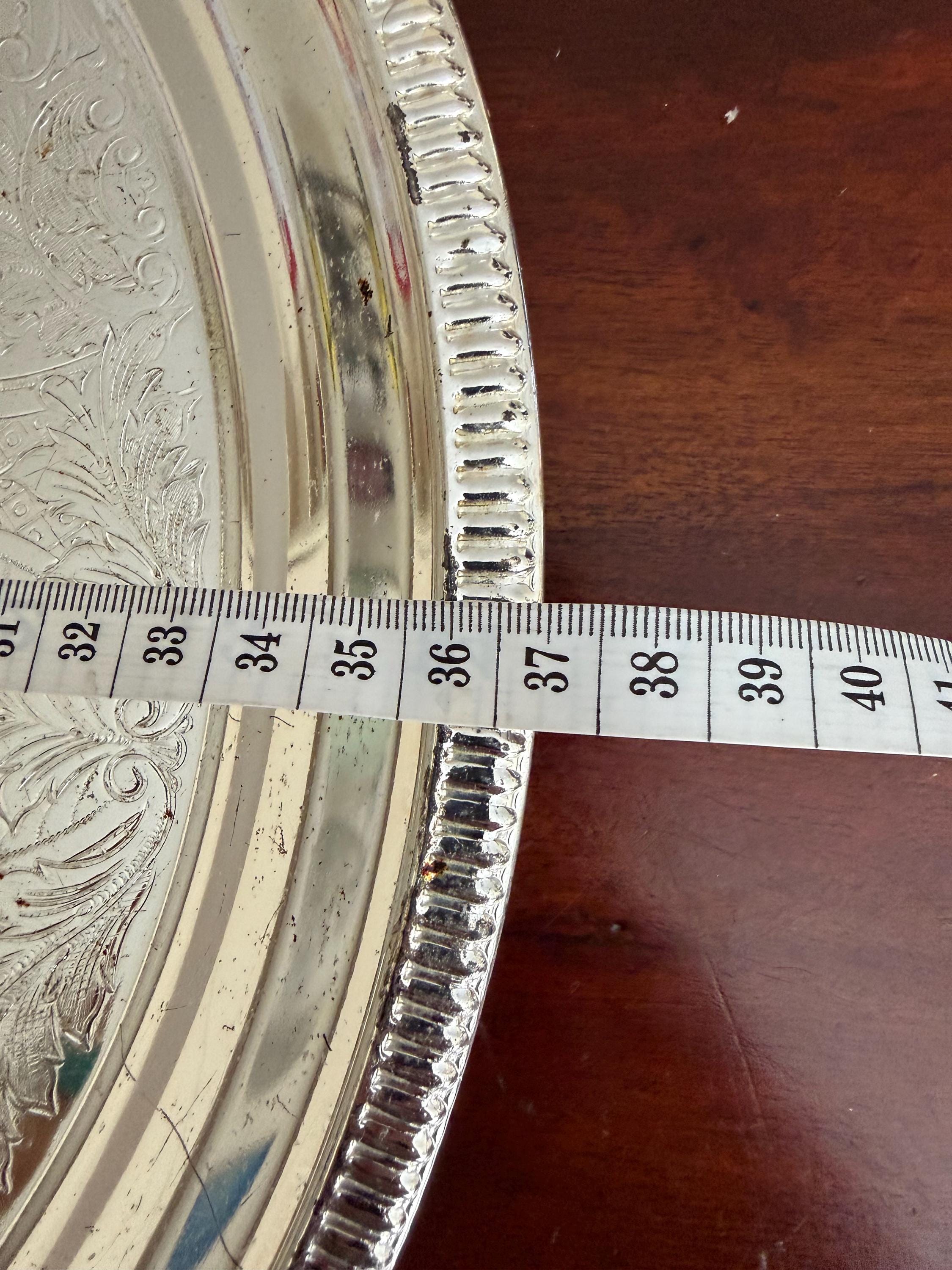 Vintage Silver Plated Oval Gallery Tray with Pierced Edge | Ornate Engraved Serving Tray | Decorative Coffee Table Tray | Vintage Home Decor