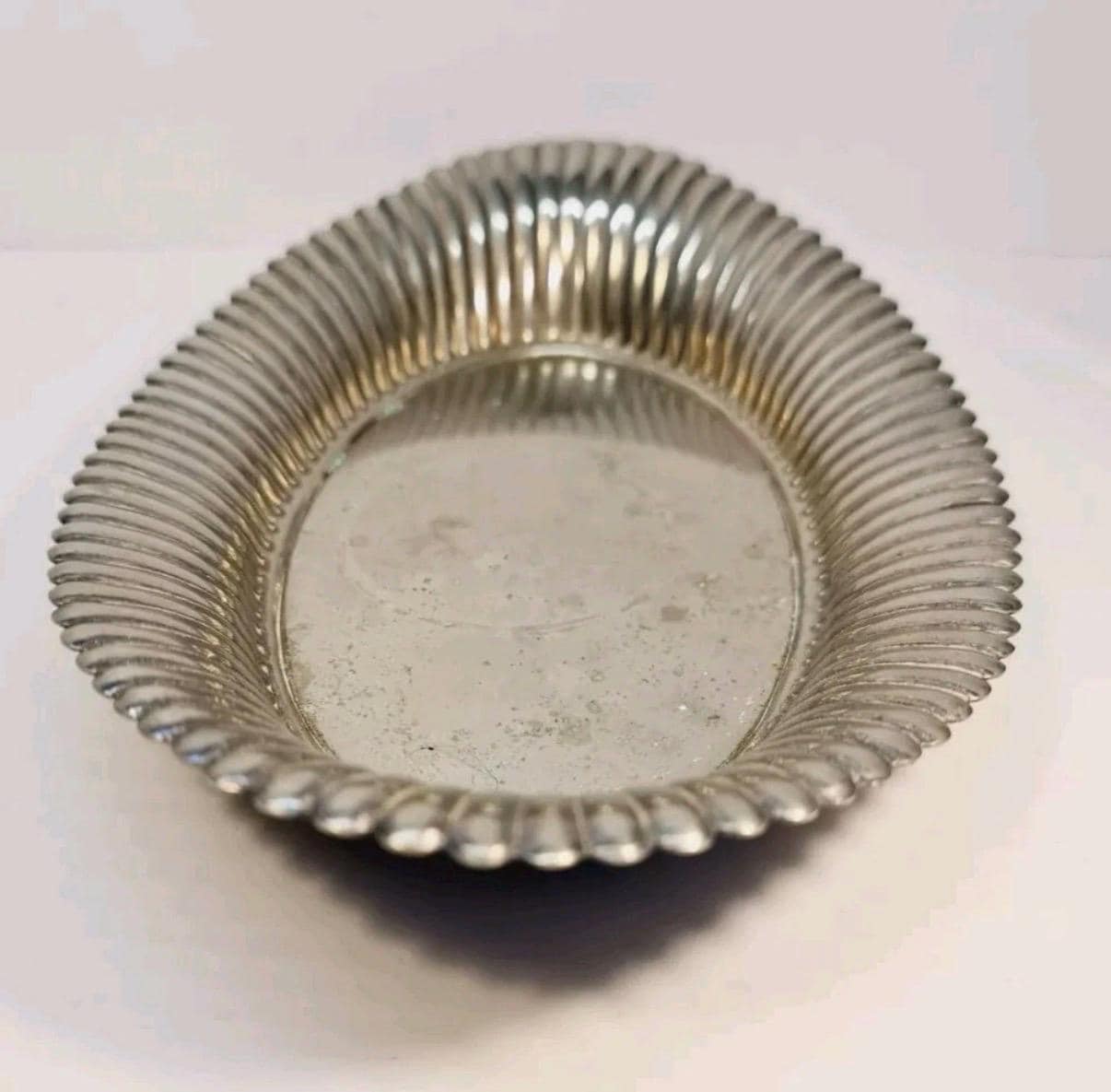 Vintage Falstaff England Silver Plated Oval Ribbed Tray  England  Decorative Serving Dish / Bread Tray