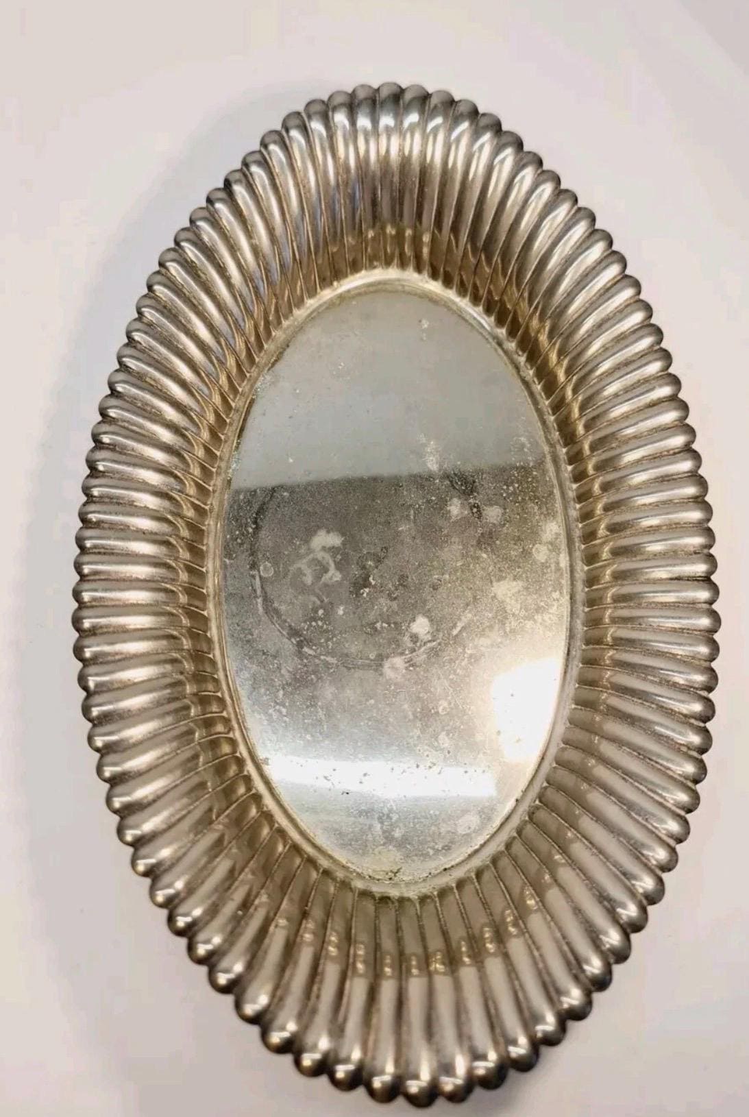 Vintage Falstaff England Silver Plated Oval Ribbed Tray  England  Decorative Serving Dish / Bread Tray