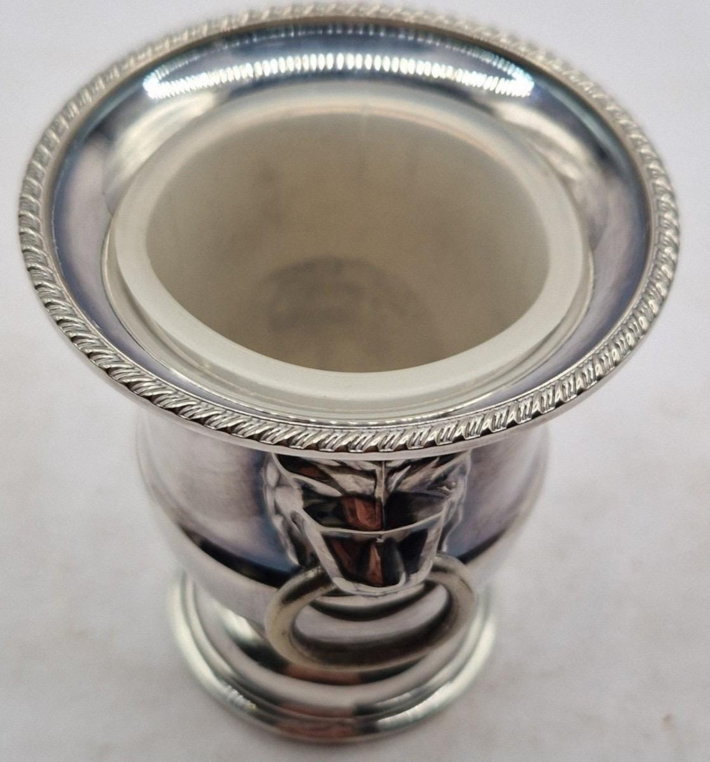 Vintage Viners of Sheffield England Silver Plated Lion Head Urn, Mini Wine Cooler, Toothpick Holder, Silver Plate Vase, Vintage Barware